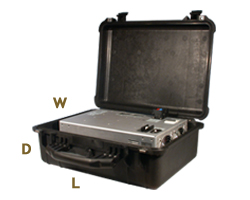 Battery charger with PFC-input in a splash-proof Pelican case with a sturdy handle for field applications. 